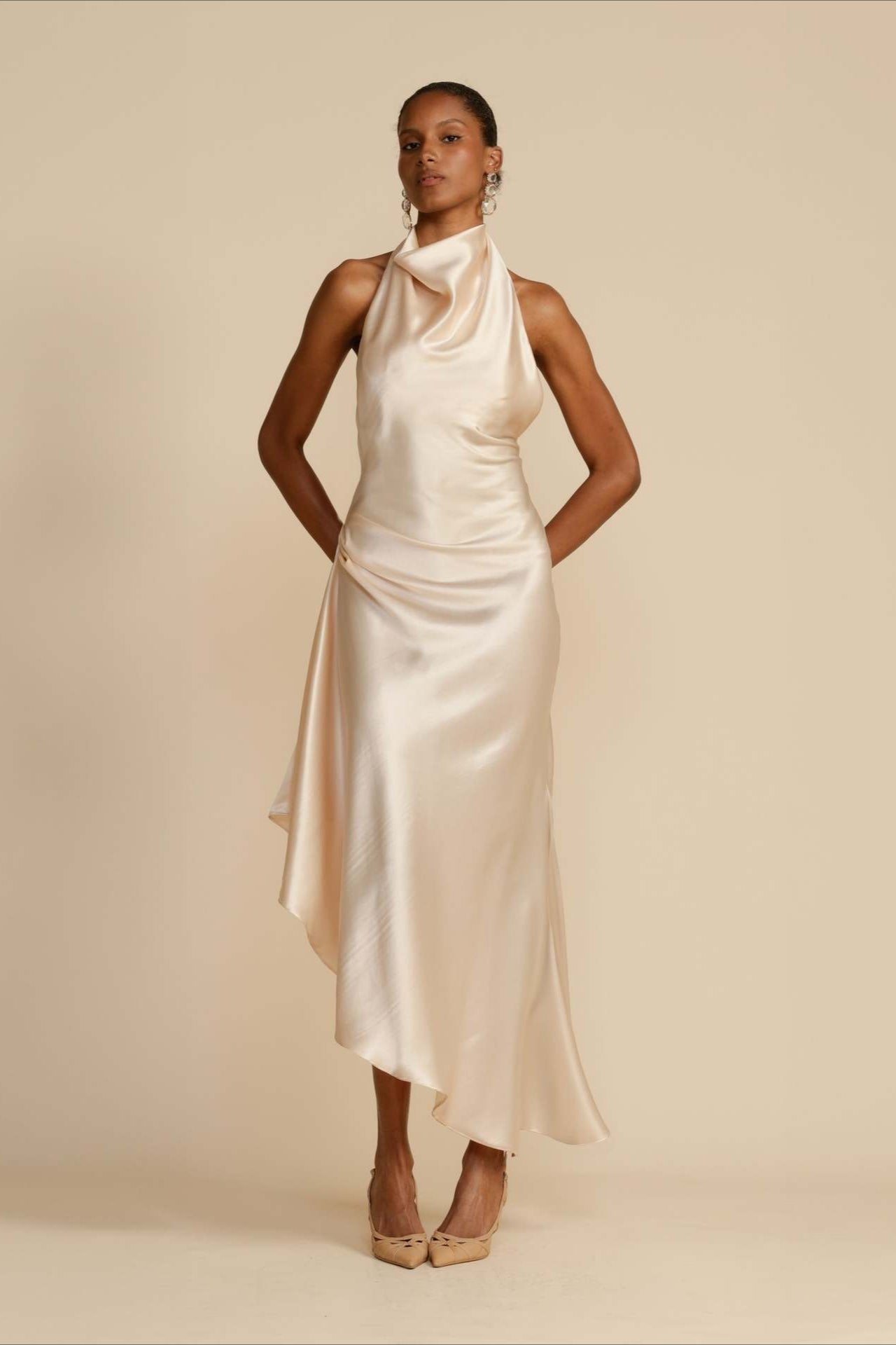 Elegante Satén Con Abertura Espalda Descubierta Vestido de Fiesta