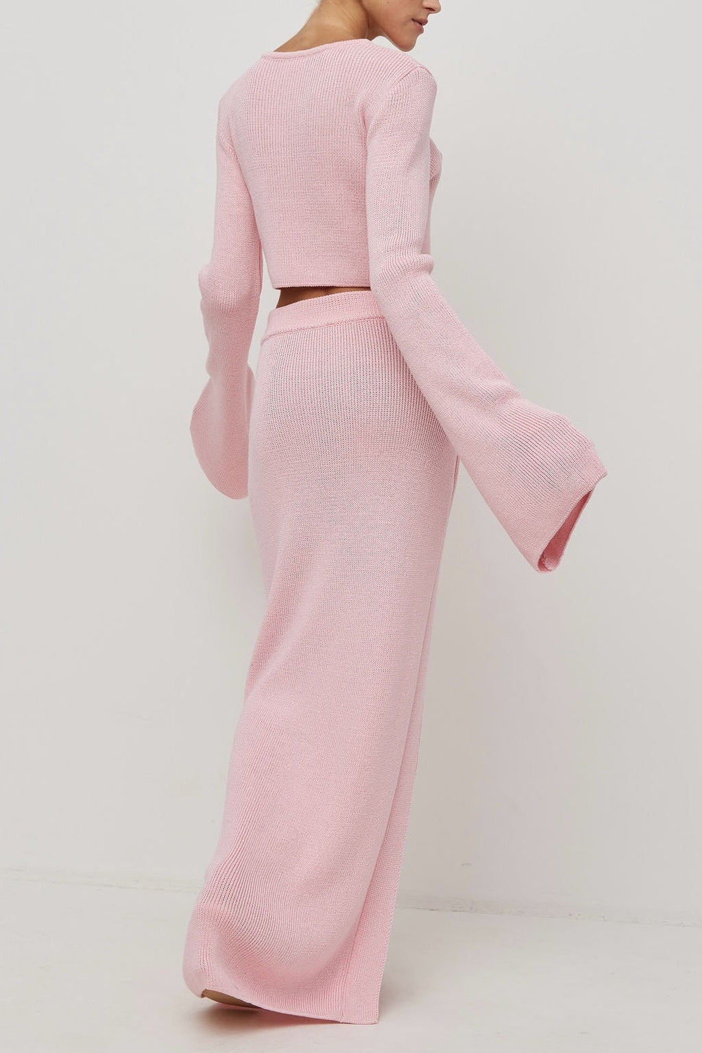 Manga Campana Vestido de Punto con Cárdigan