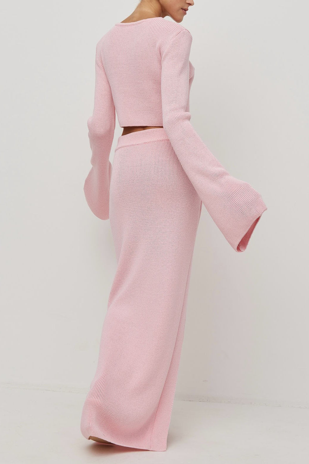 Manga Campana Vestido de Punto con Cárdigan