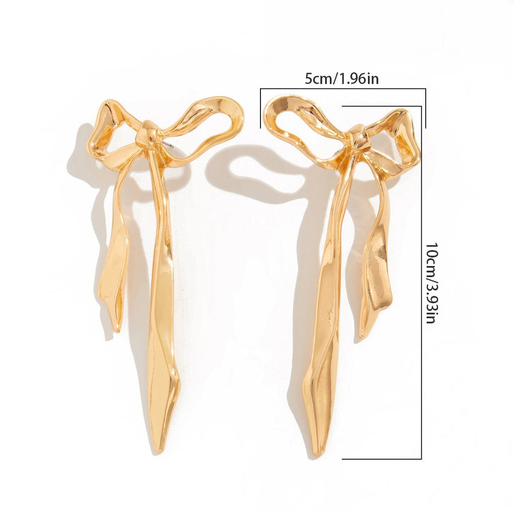 Liquid Irregular Fruncido Lazo Aretes