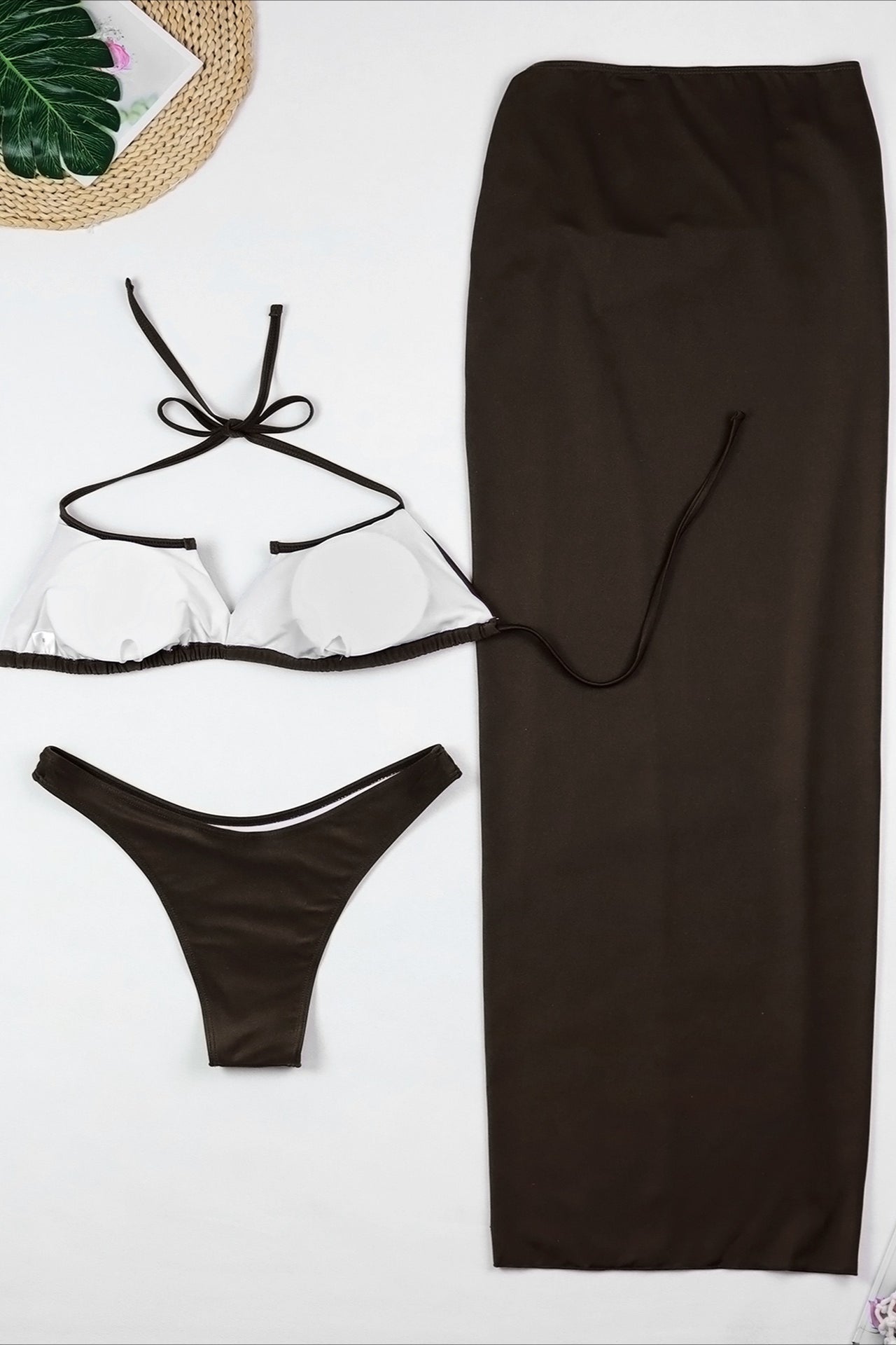 Starfish Detail Slit Skirt Three Piece Swim Set