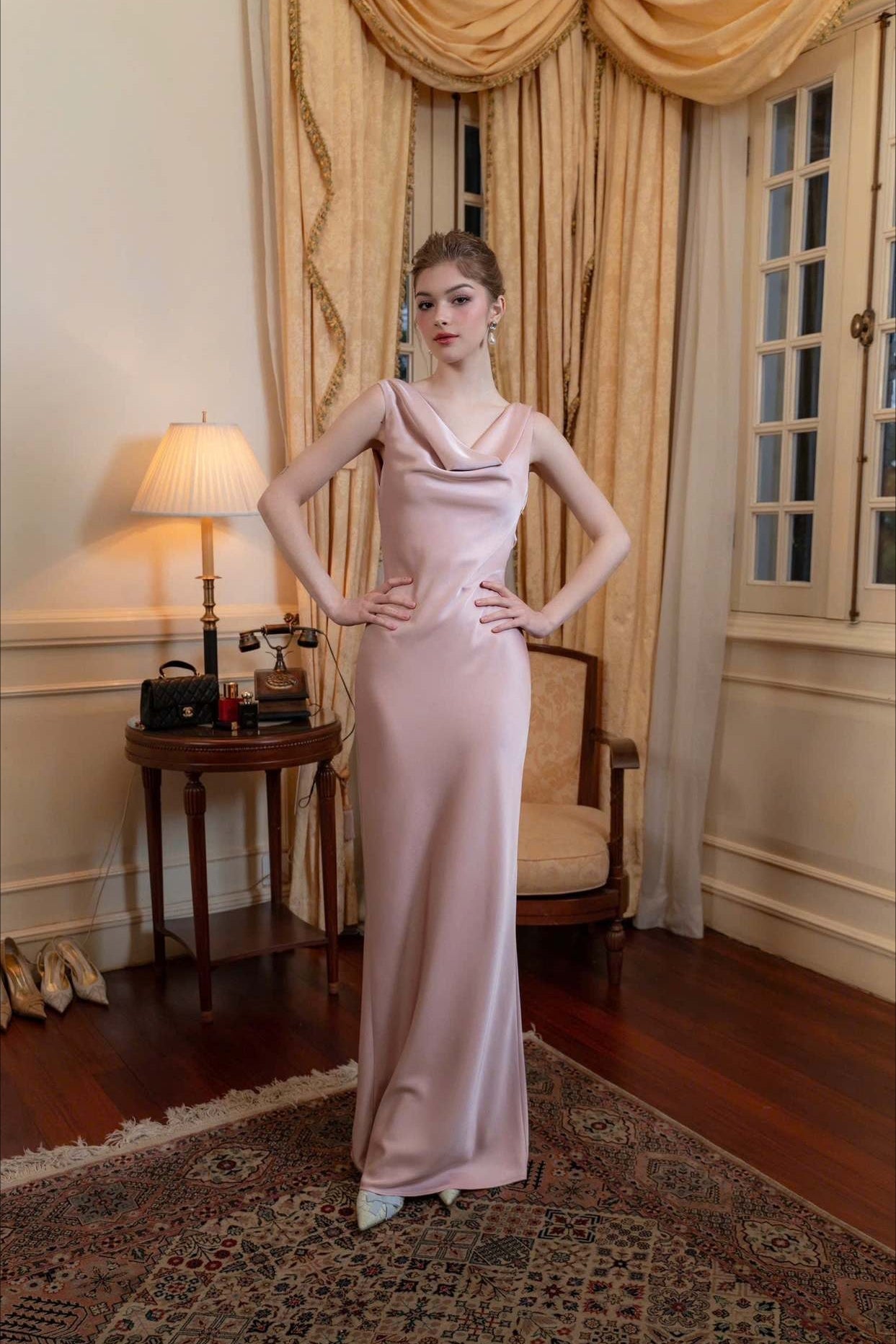 Liso Satén de Noche Vestido Maxi