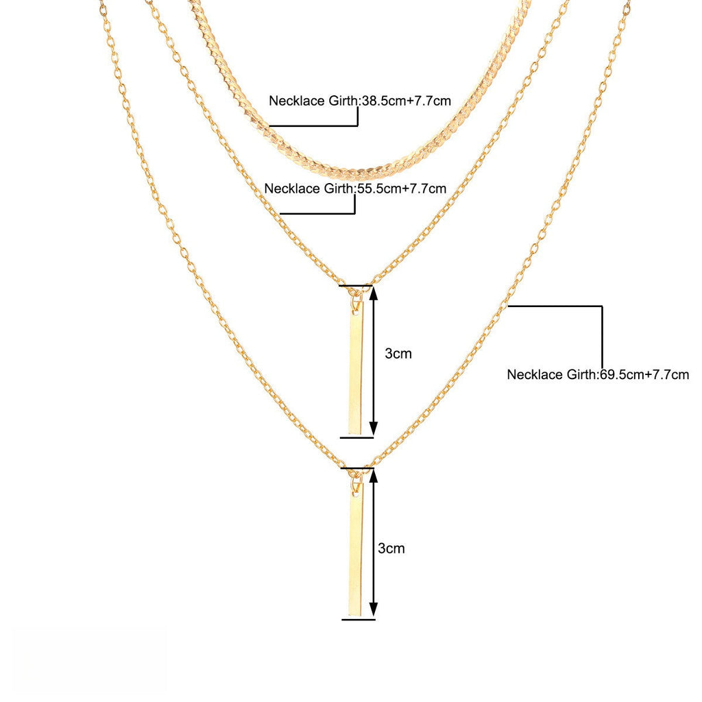 Minimalista Geométrico Colgante de Barra En Capas Con Cadena Collar