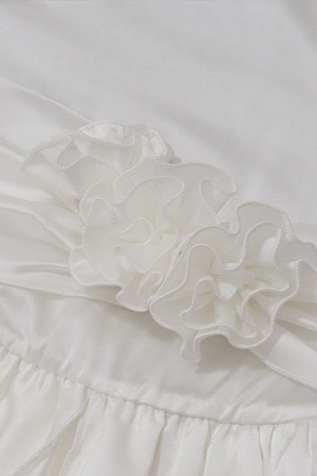 Elegante Satén Floral en 3D Vestido de Cóctel