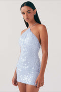 Espalda Descubierta, Halter, Lentejuelas y Cordones Vestido de Fiesta