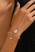Minimalista Heart Pendant Pulsera-Anillo