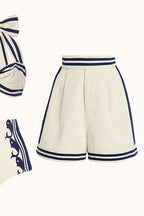 3-Piece Halter Striped High-Waist Bathing Suit