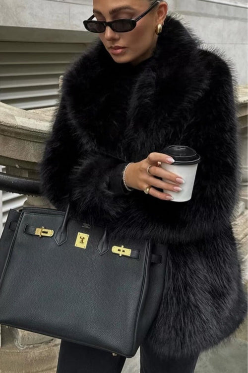 Smooth eco-friendly faux fur coat