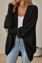 Longline Open Front Pocket Knit Cardigan
