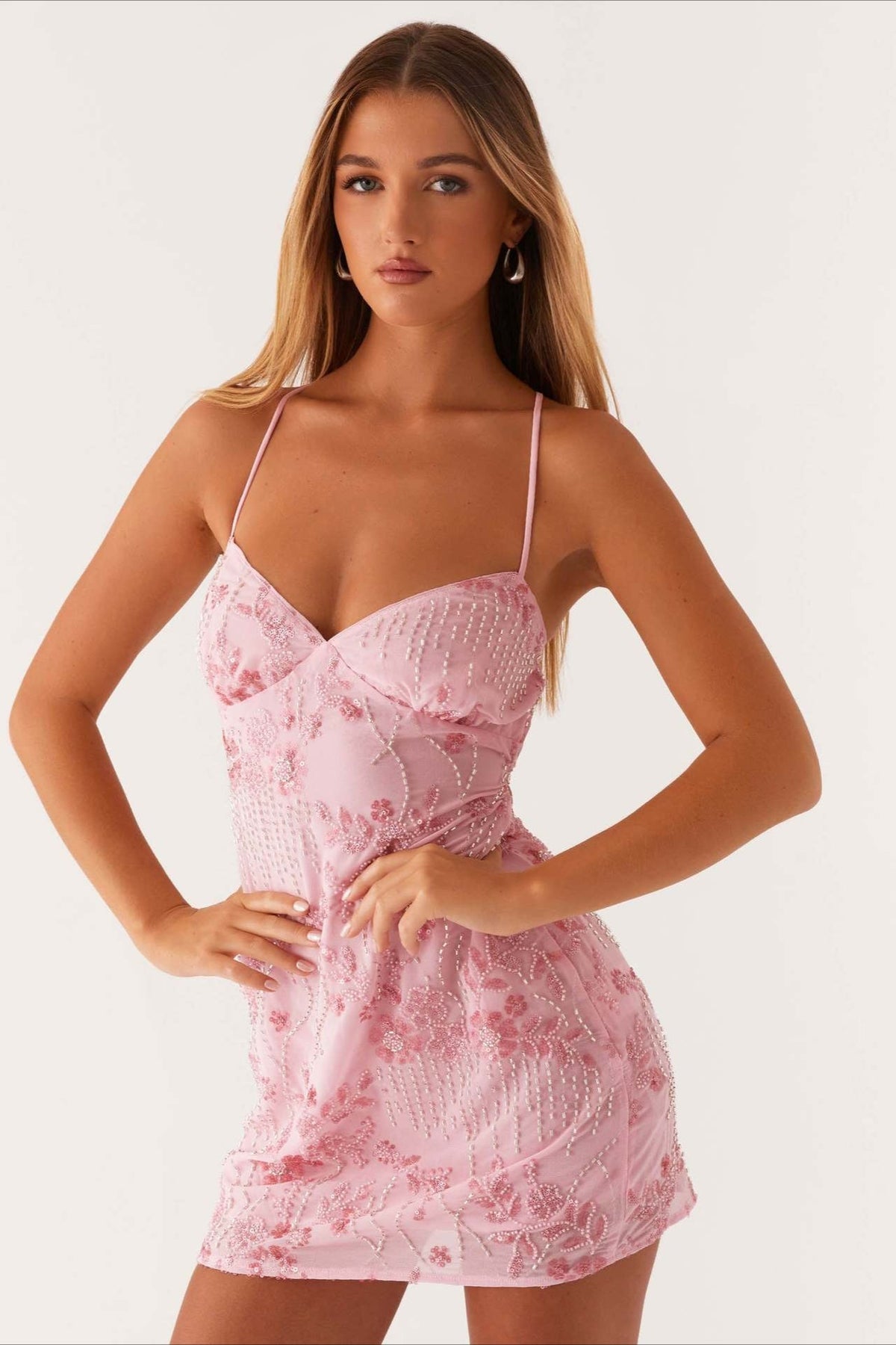 De Colores Con Abalorios Espalda Con Lazo Vestido de Cóctel