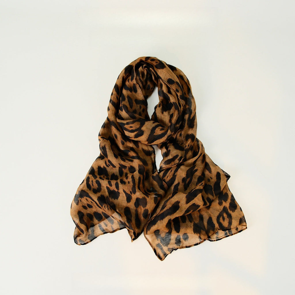 Leopard Pattern Thin Cotton Linen Touch Wrap Scarf