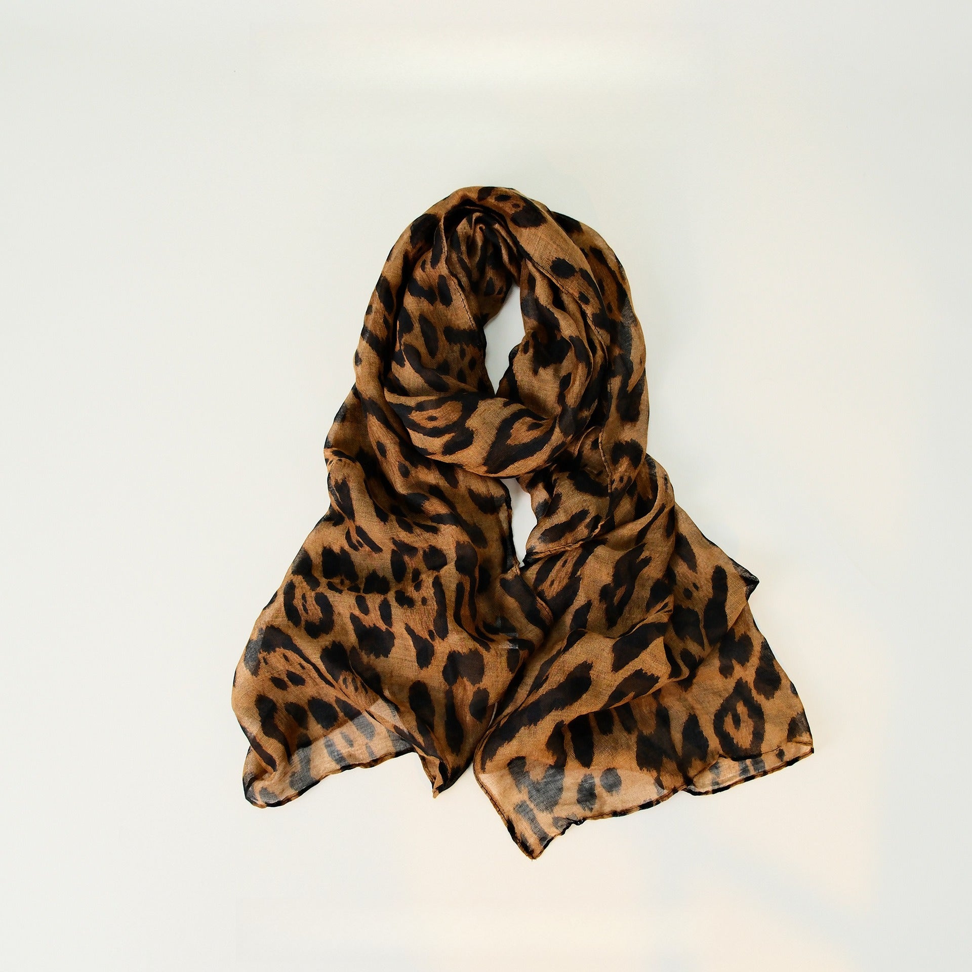 Leopard Pattern Thin Cotton Linen Touch Wrap Scarf
