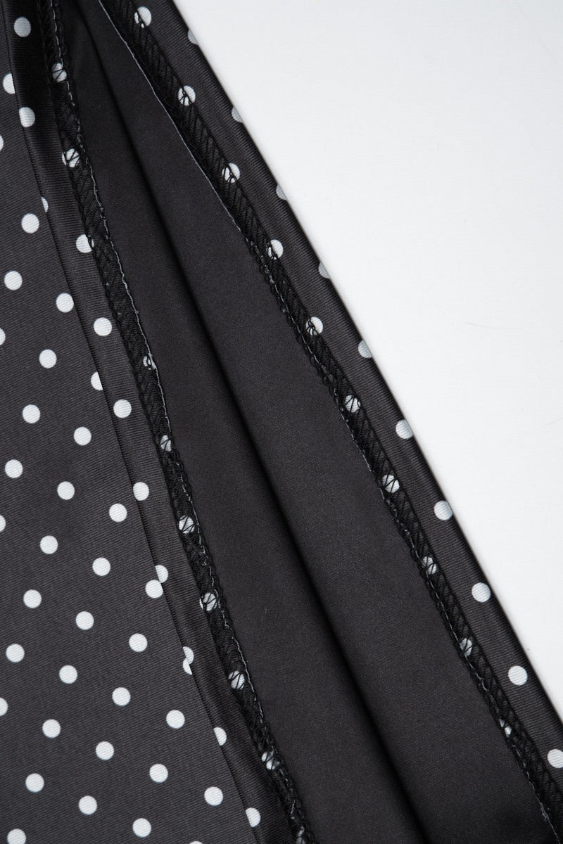 Black Polka Dot Mesh Patchwork Slim Halter Top