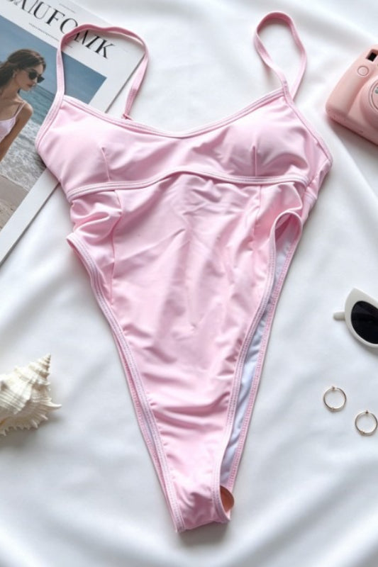 Halter Backless High Leg One Piece Swimwear