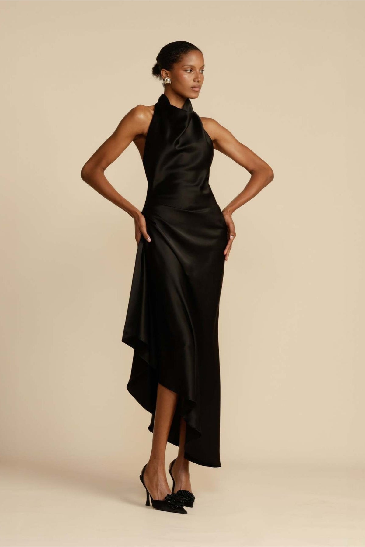 Elegante Satén Con Abertura Espalda Descubierta Vestido de Fiesta