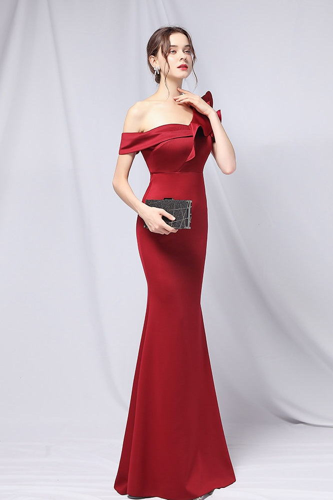 Hombros Descubiertos Sirena Vestido Maxi de Fiesta