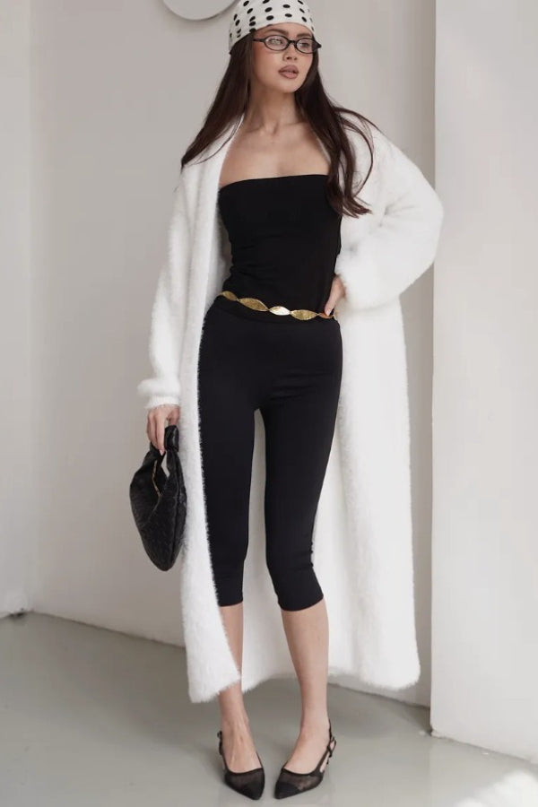 Long Faux Shearling Solid Color Overcoat