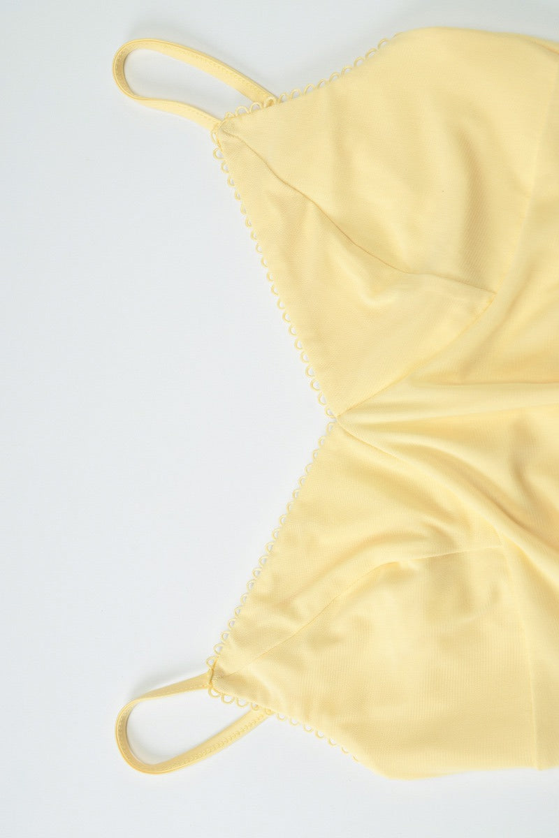Yellow V Neck Slim Fit Vacation Dress