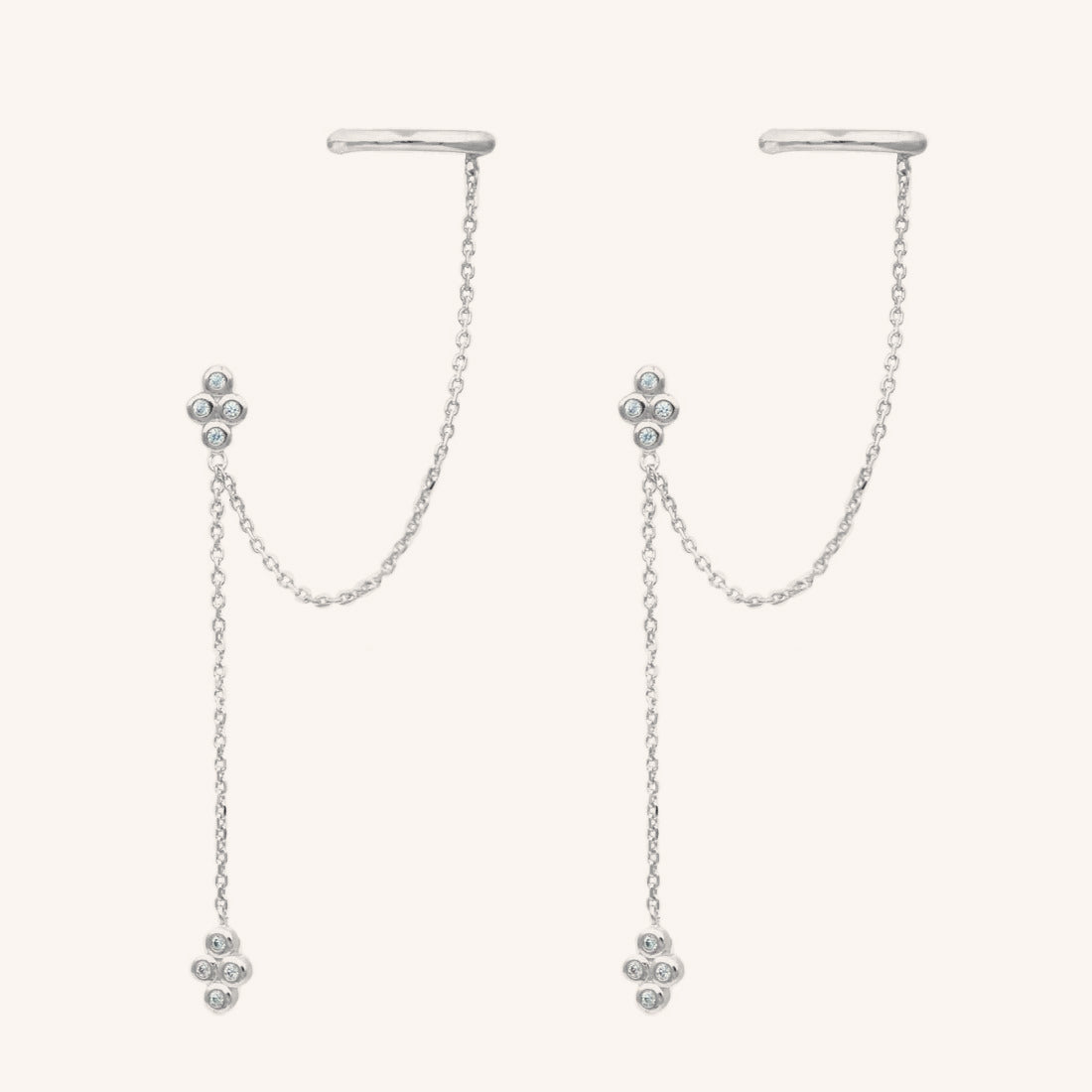 Double Piercing Con Flecos Aretes Colgantes