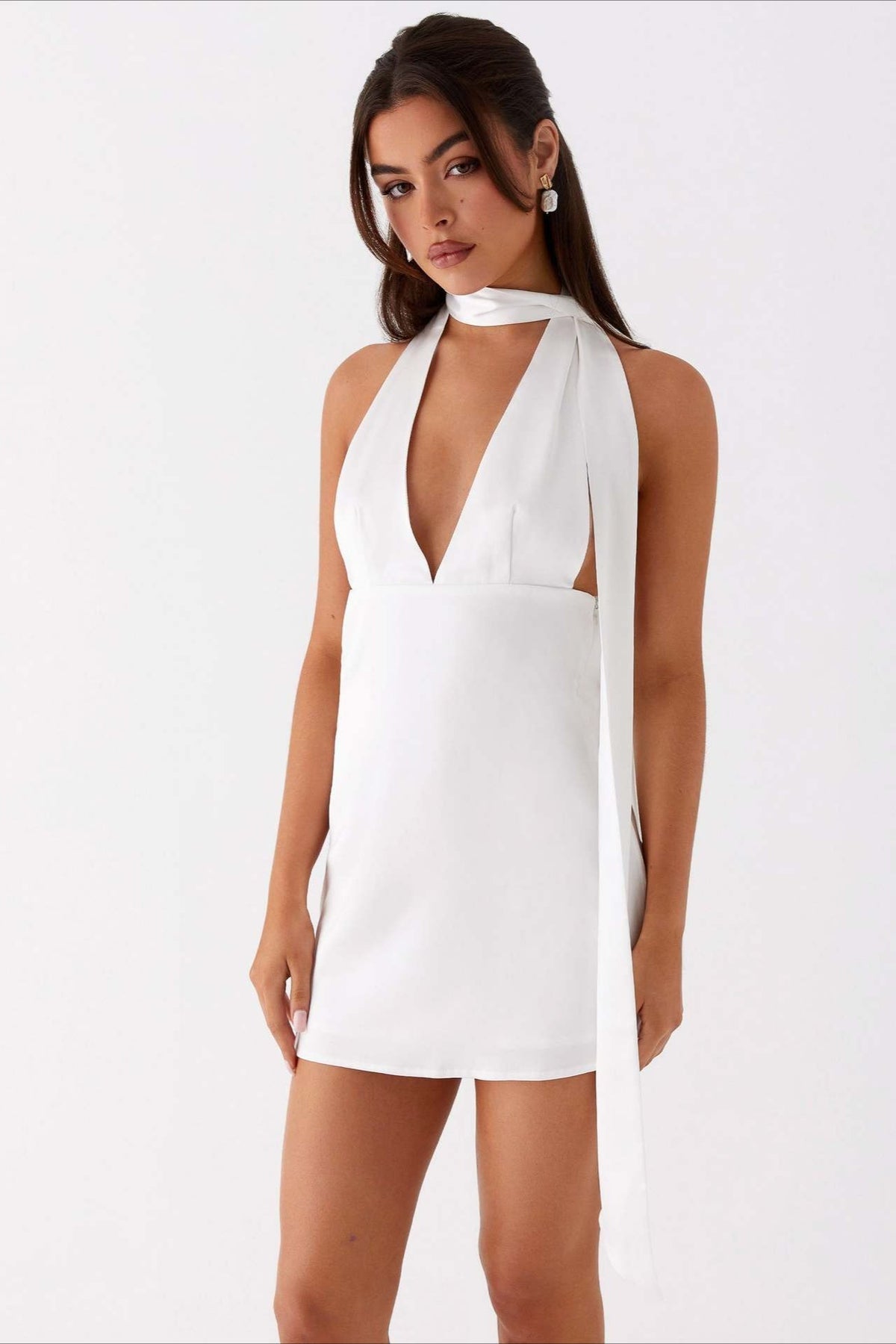 Escote Profundo en V Espalda Descubierta Con Cinta, de Cóctel Vestido