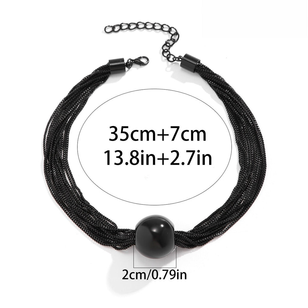 Bold Cuenta Pendant Choker En Capas Collar