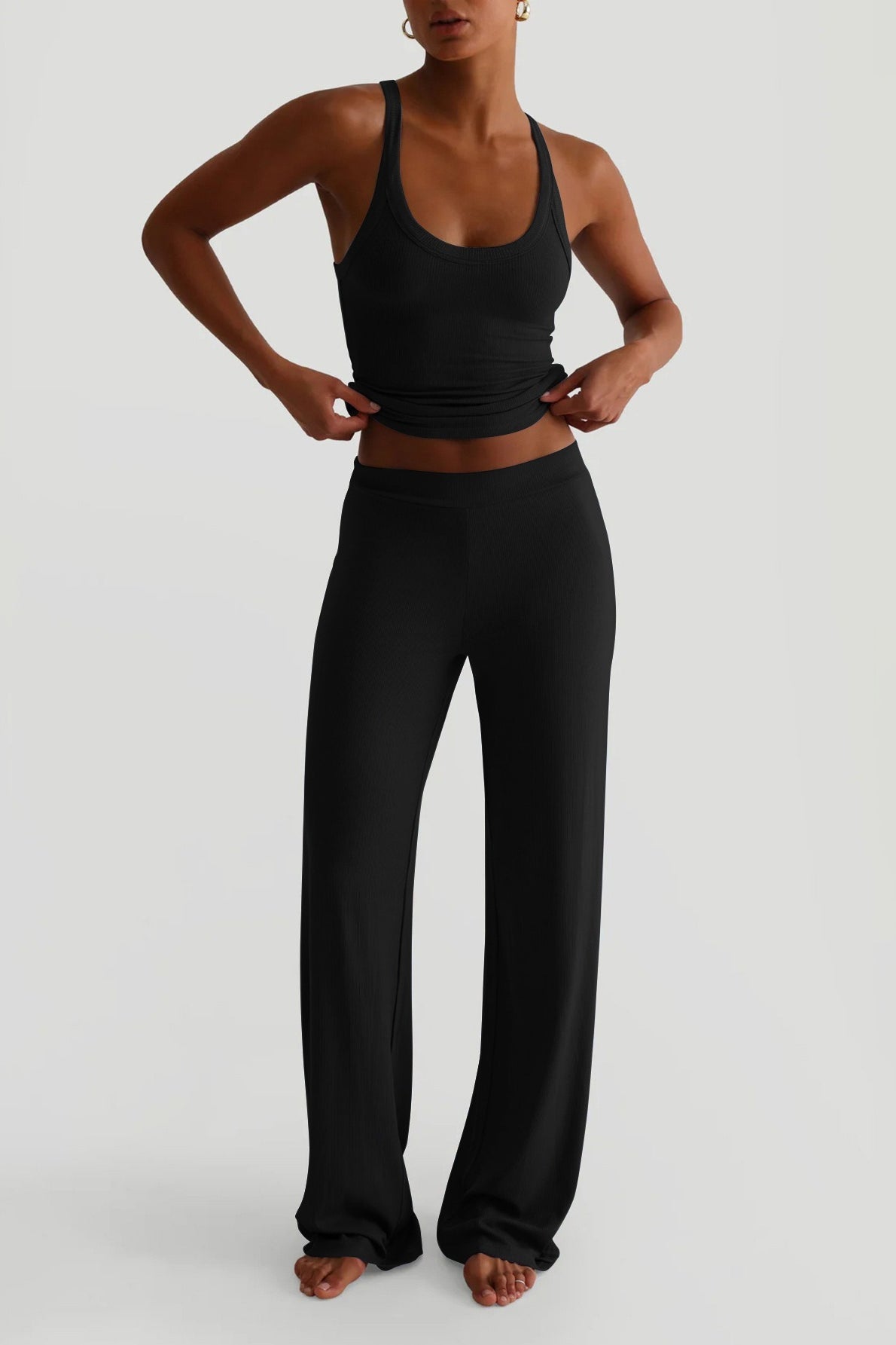 Casual Sporty Tank Top Palazzo Pants Set