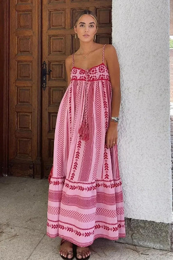 Boho Spaghetti Strap Tassel Boho Dress