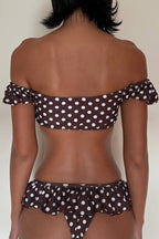 Conjunto de bikini retro minimalista de talle bajo con lunares