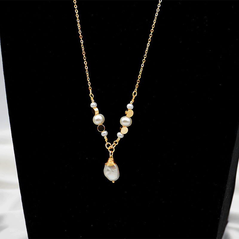 Barroco Perla Drop Pendant En Capas Collar