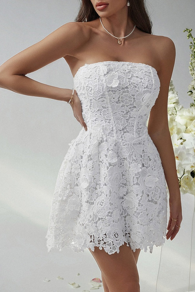 Liso Bustier Bordado Vestido de Cóctel