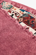 Colorful Tapestry Patch Wide Leg Cuff Jeans