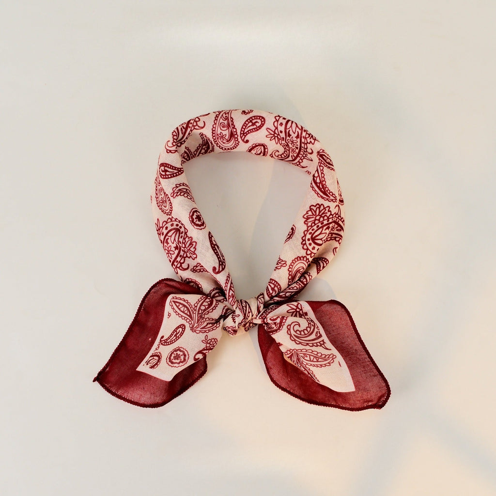 Paisley Faux Linen Square Hair Neck Sun Scarf