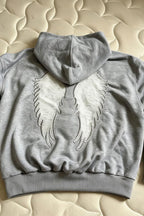 Lace Wing Back Cropped Zip Up Hoodie