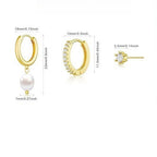 3-Pieza Tono Dorado Barroco Perla Arete Conjunto
