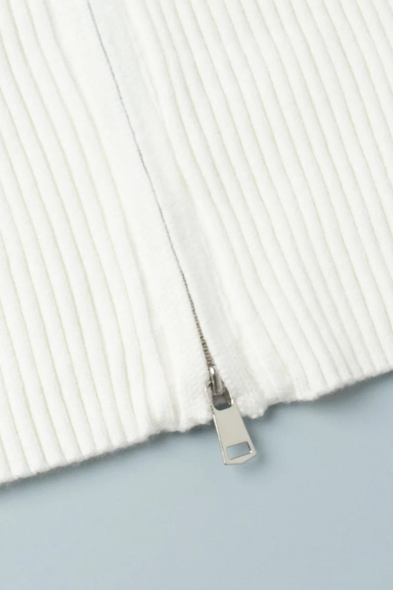 Casual Zip Front Knit Cardigan