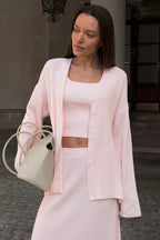 Cardigan Camisole Maxi Skirt Knit Set