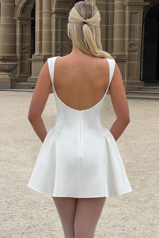 Liso Sin Mangas Espalda Descubierta Ajustado Vestido de Cóctel