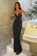 Lunares Encaje Cami Espalda Descubierta Vestido Maxi