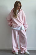 Half Zip Oversized Sweatshirt Pants Set