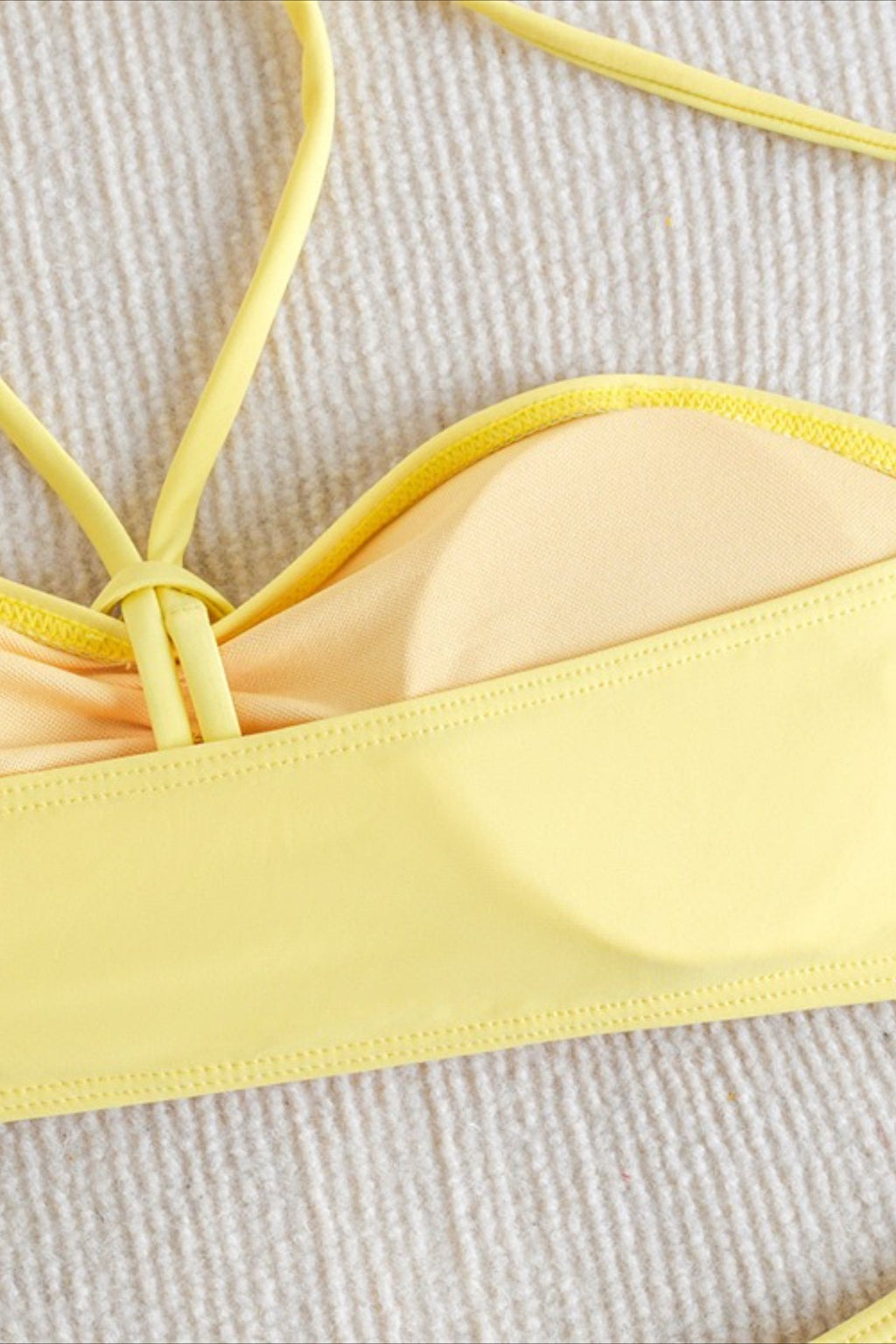 Yellow Halter Bandeau Three Piece Swim Set