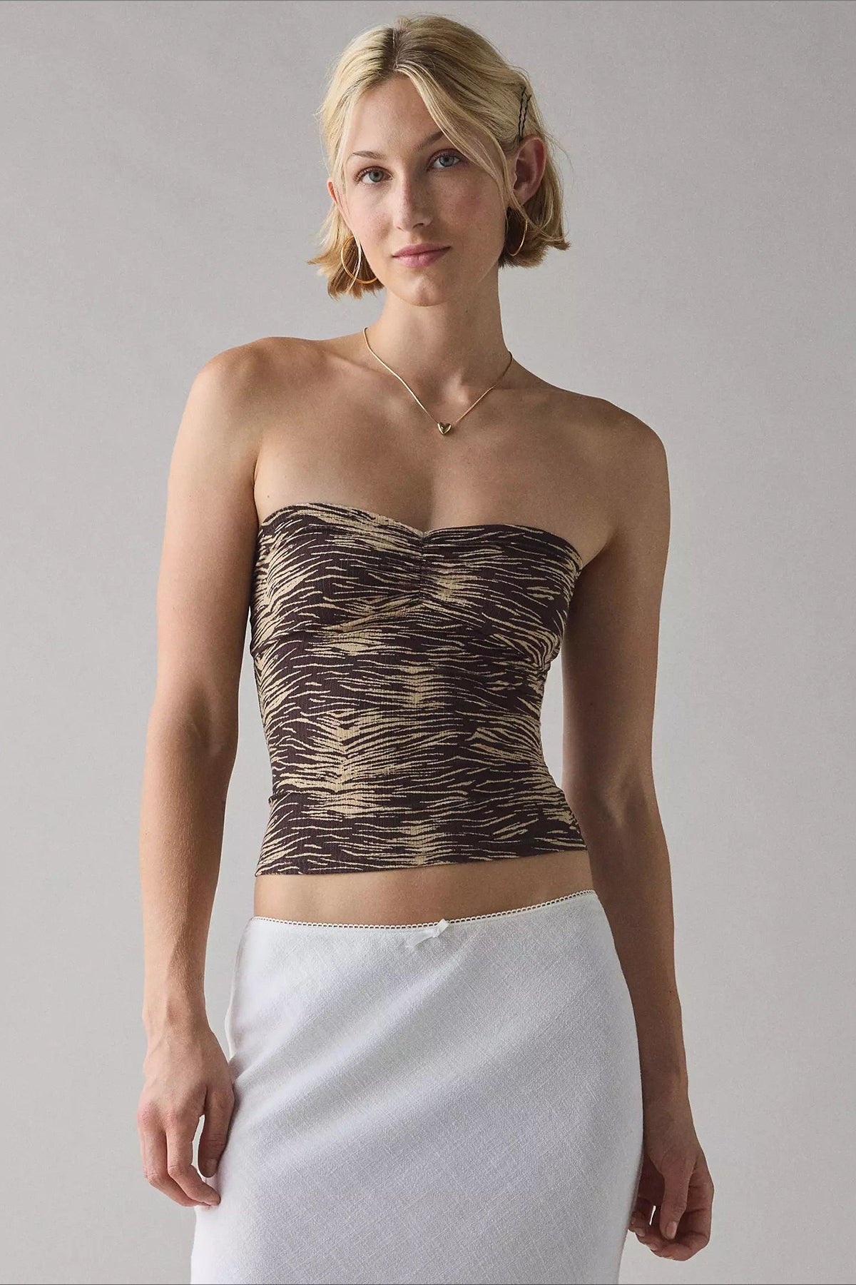 Snake Printed Strapless Tube Top