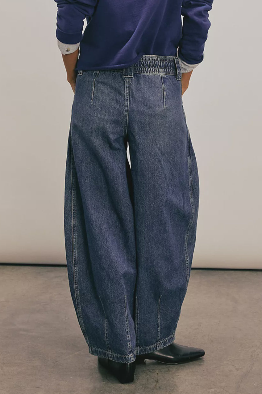 Low Rise Drawstring Relaxed Barrel Leg Jeans