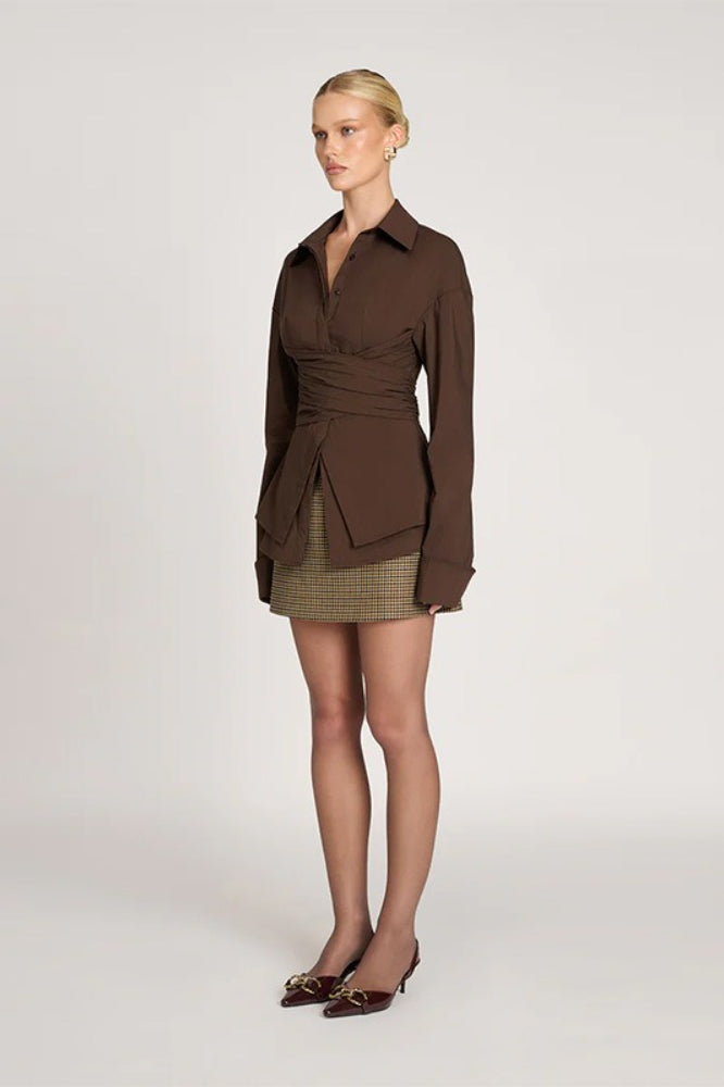 Marca la Cintura Con Lazo Entallado Blusa