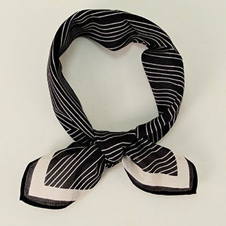 Silk Cotton Slim Square Mixed Print Neck Scarf