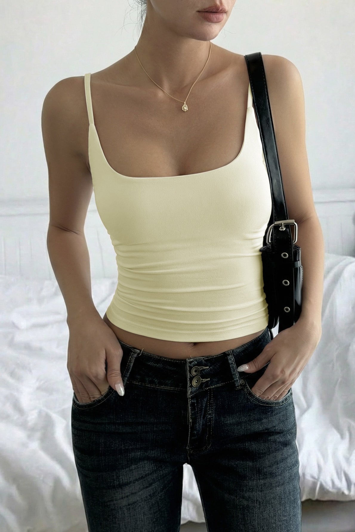 Solid Color Versatile Spaghetti Strap Cami