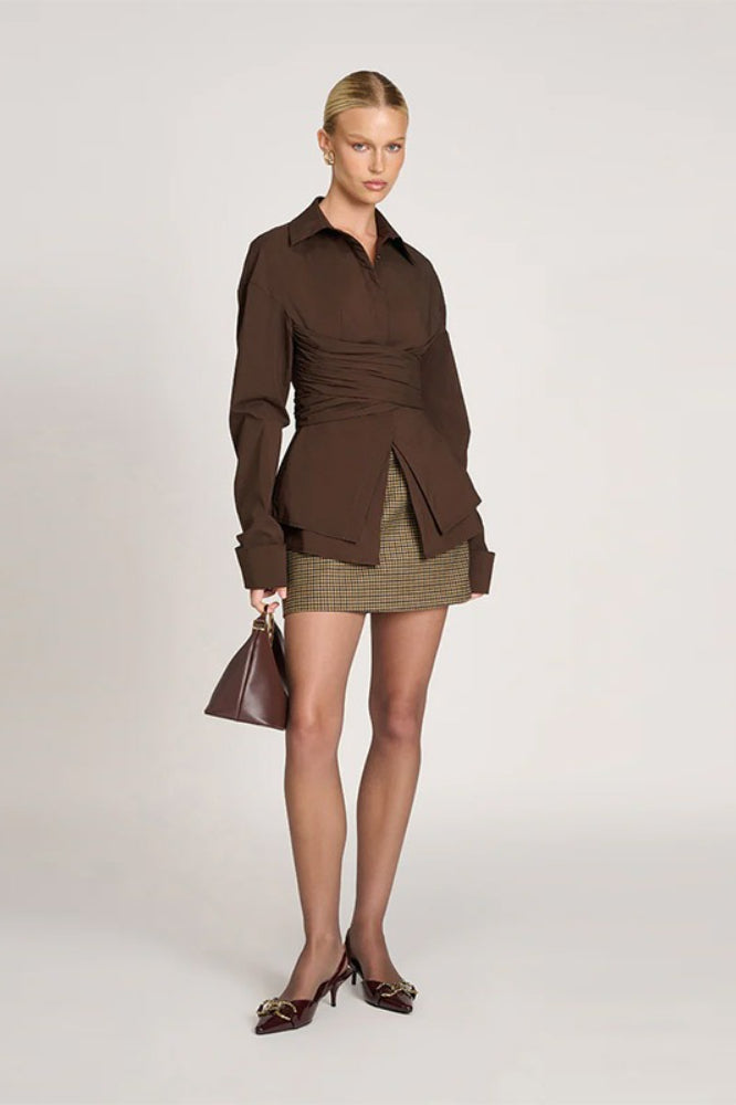 Marca la Cintura Con Lazo Entallado Blusa