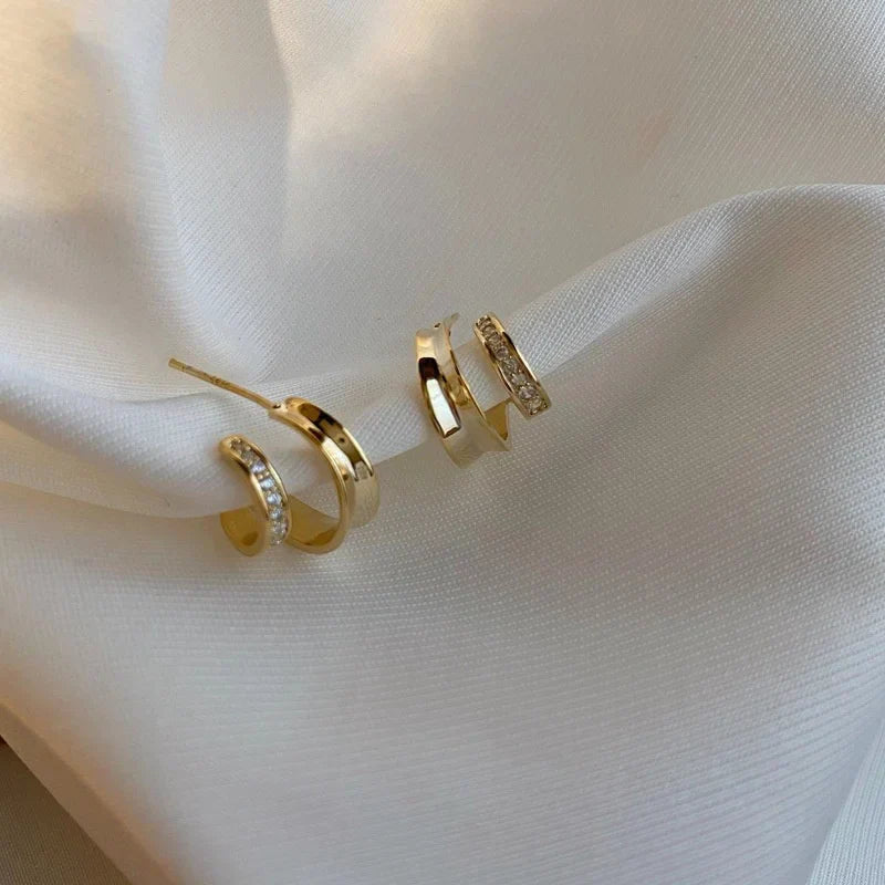 Brillante Cristal De Lujo Coreano Original Garra Stud Irregular Perla Arete