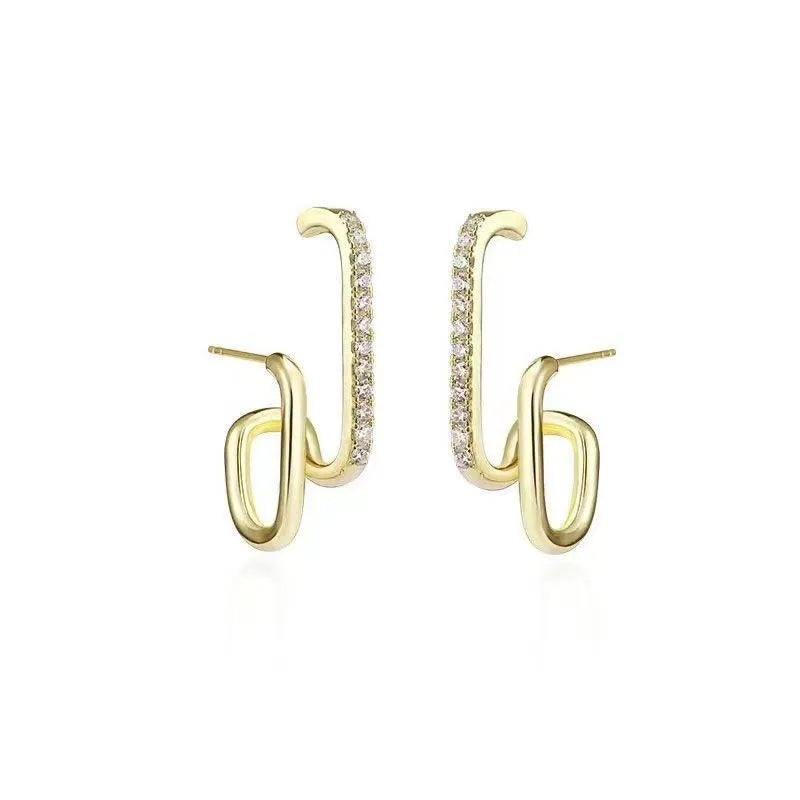 Brillante Cristal De Lujo Coreano Original Garra Stud Irregular Perla Arete