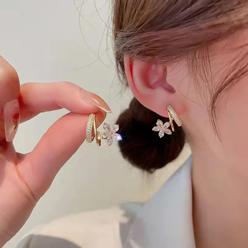 Brillante Cristal De Lujo Coreano Original Garra Stud Irregular Perla Arete