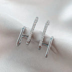 Brillante Cristal De Lujo Original Garra Stud Irregular Perla Arete